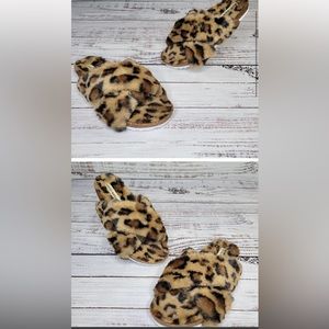 Lucky Brand Marana Faux Fur Leopard Print Slides | Size 8.5